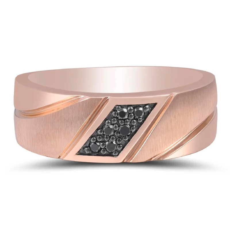 women’s black gold engagement rings-1/10 CTW Diamond Wedding Ring in 10KT Rose Gold