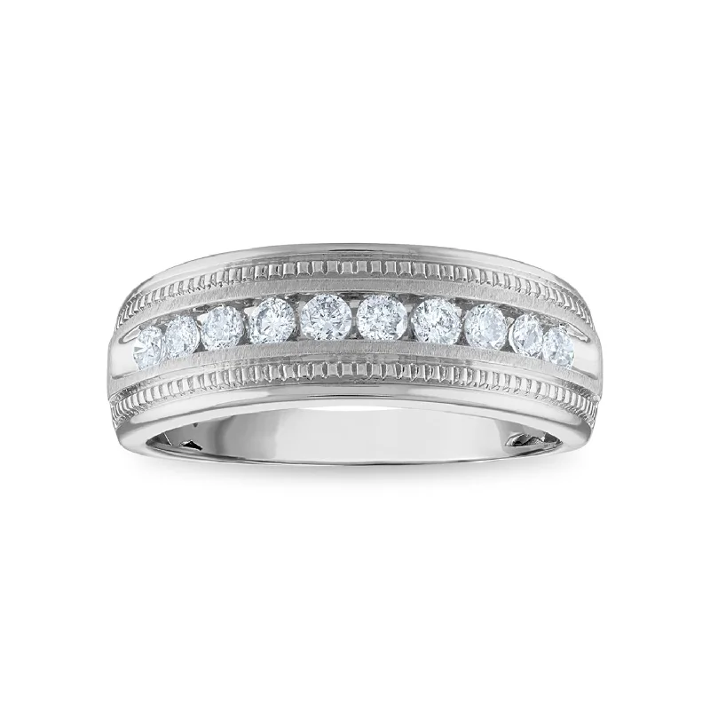 women’s conflict-free engagement rings-1/2 CTW Diamond Wedding Ring in 10KT White Gold