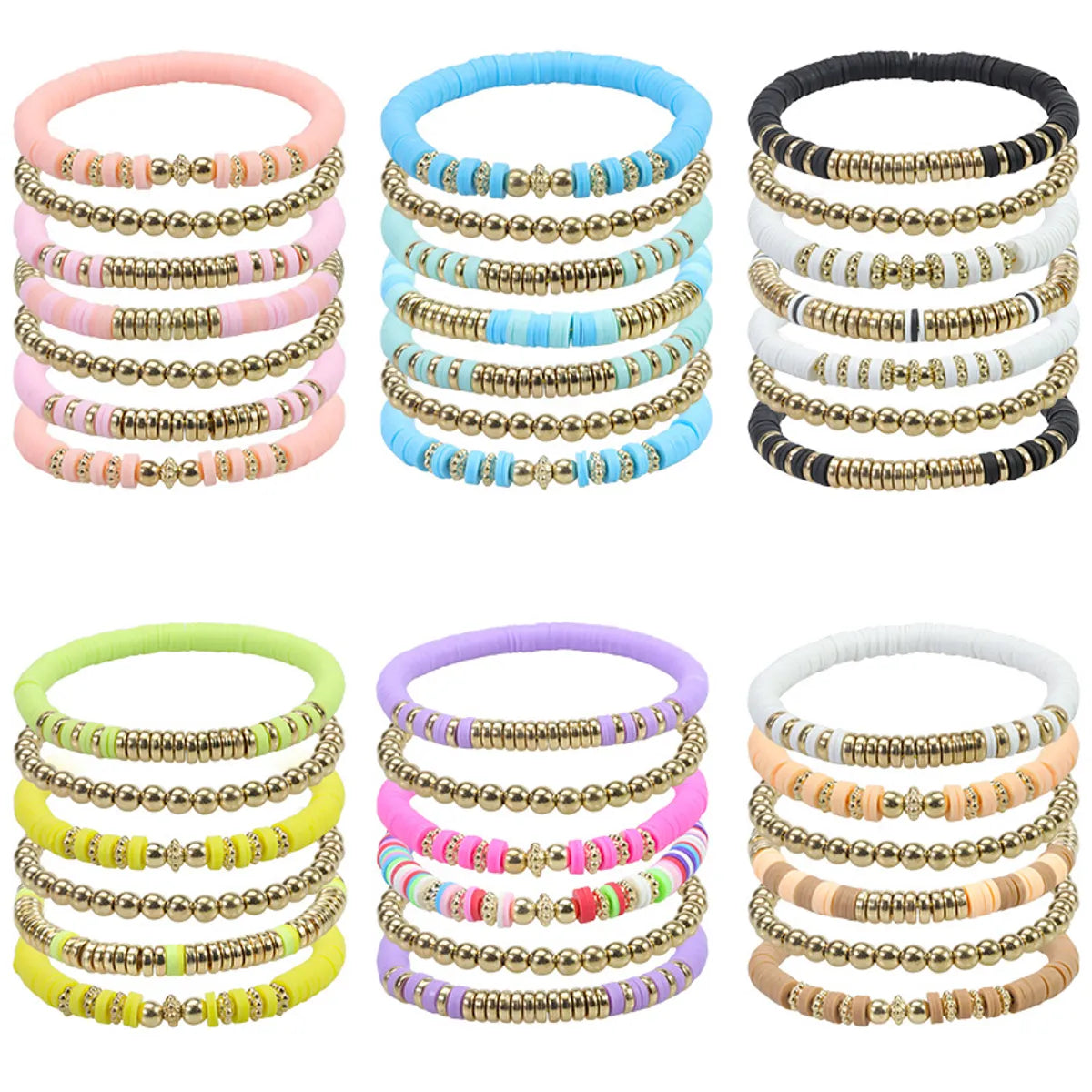 women’s crystal bracelets-Simple Style Round Soft Clay Beaded Women's Bracelets