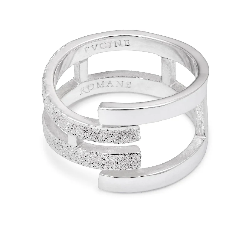 women’s diamond band rings-Fucine Romane | Emptiness Silver Ring