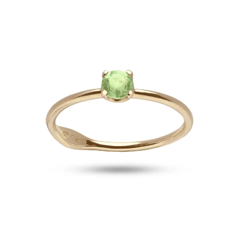 women’s celestial rings-Round Green 10K Gold Ring w. Peridot