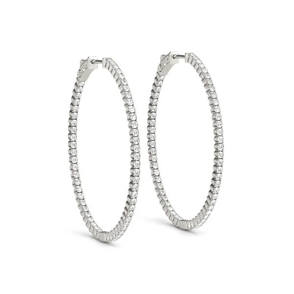 women’s gold stud earrings-14K Hoop Diamond Earring