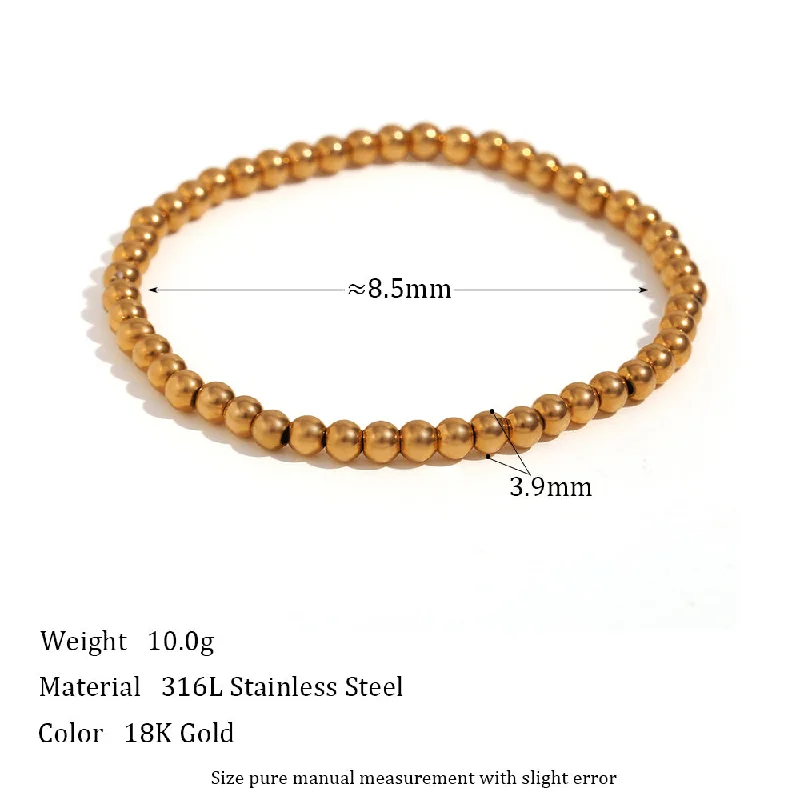 Elastic Bead Bracelet-Gold-4mm