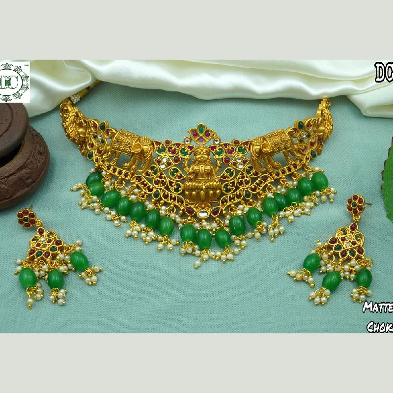 women’s gold necklaces-Diksha Collection Gold Plated Choker Necklace Set