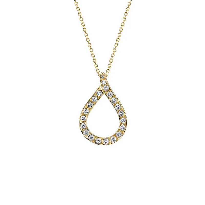 women’s silver necklaces-Artisan Pave Diamond Teardrop Pendant Necklace