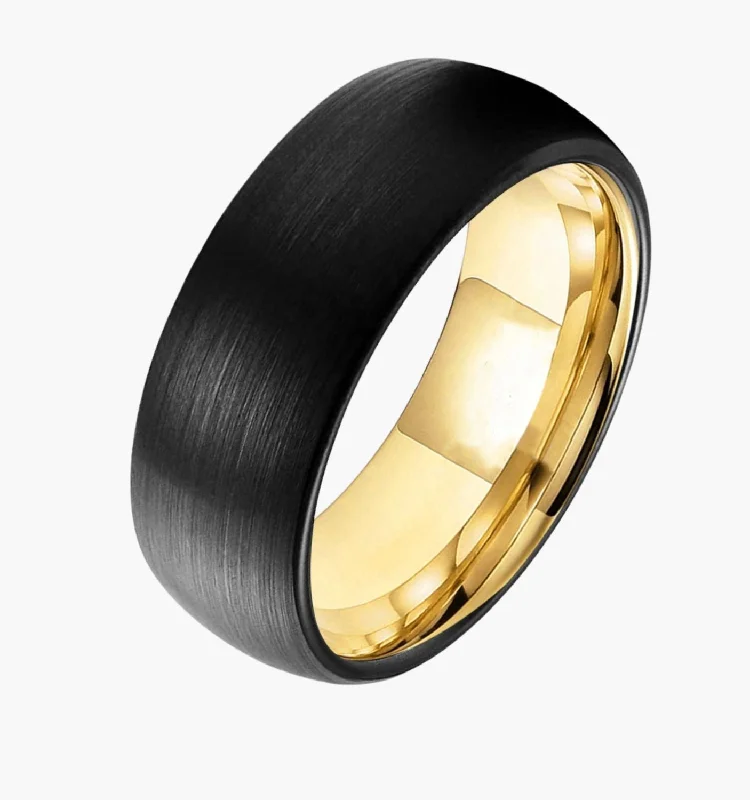 women’s custom-made engagement rings-Black and Gold Men's Wedding Ring