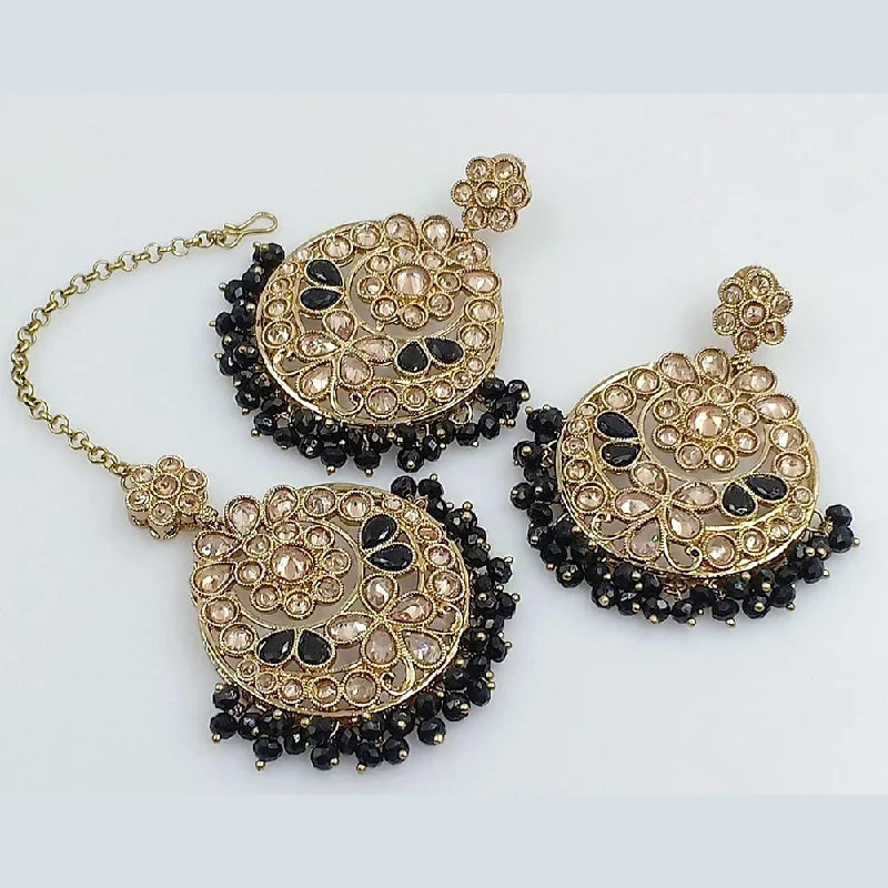 women’s small earrings-Rani Sati Jewels Crystal Stone Dangler Earring With Mangtikka