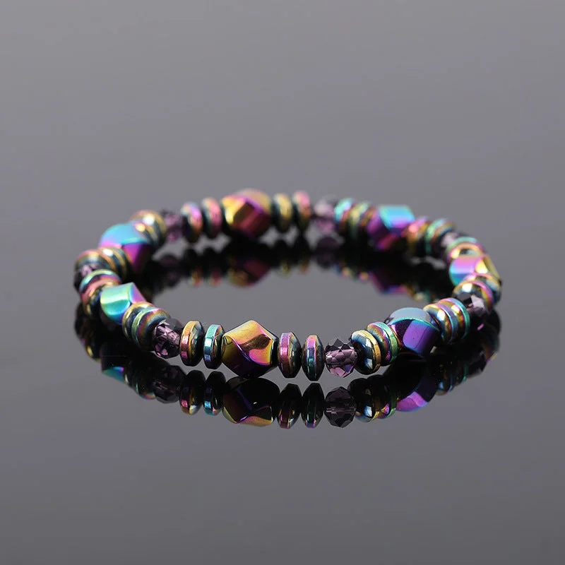 Electroplated AB Color Changeable Beads Amethyst Bracelet