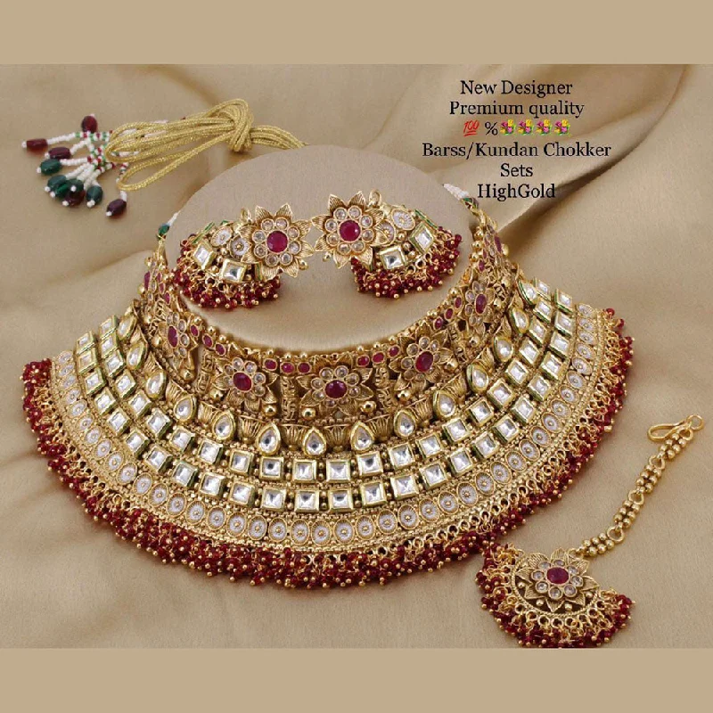 women’s layered necklaces-Manisha Jewellery Gold Plated Kundan Stone Choker Necklace Set