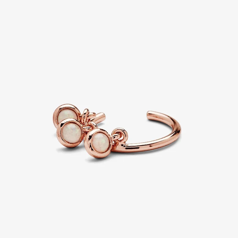 women’s small earrings-Rose Gold Dangling Opals Ear Cuff