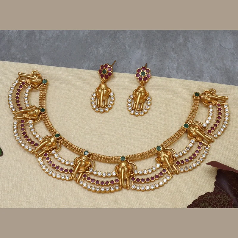 women’s sparkling necklaces-Diksha Collection Gold Plated Necklace Set