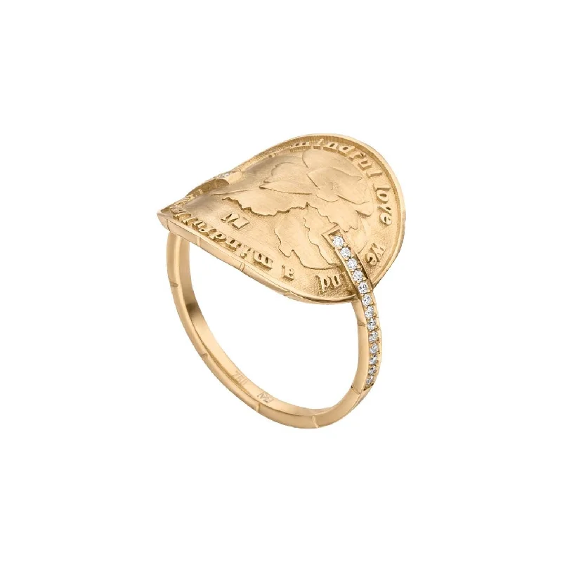 women’s minimalist diamond rings-Wild Flowers 18K Gold Ring w. Lab-Grown Diamonds