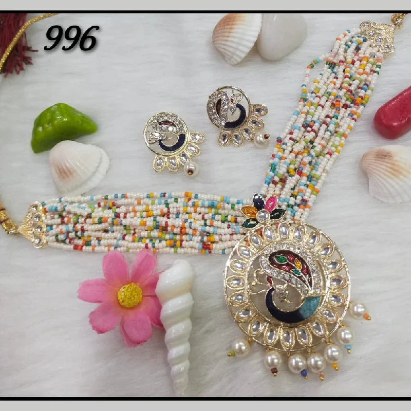 women’s vintage necklaces-Manisha Jewellery Gold Plated Kundan Stone & Meenakari Necklace Set