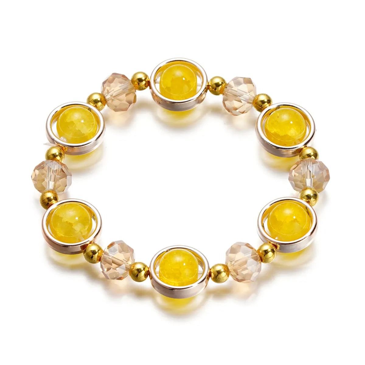 Ice Crack Ink Dyed Glazed Bracelet -- Yellow