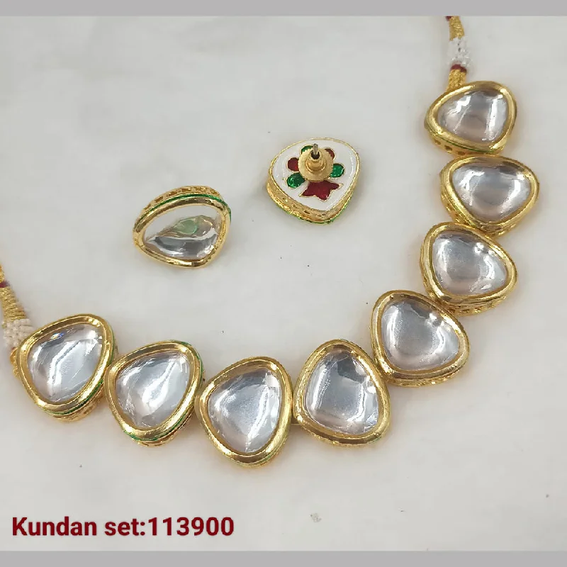 women’s vintage necklaces-Padmawati Bangles Gold Plated Kundan Necklace Set