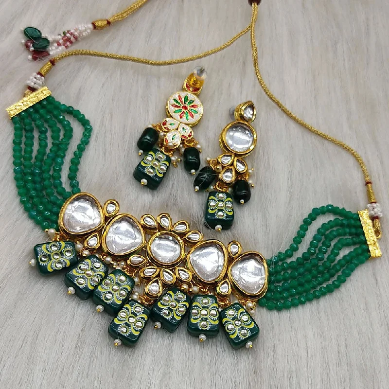 women’s sparkling necklaces-Lucentarts Jewellery Kundan Choker Necklace Set