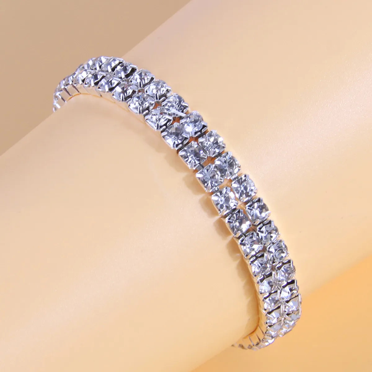 women’s engraved bangle bracelets-1 Piece Simple Style Square Ferroalloy Inlay Rhinestones Women'S Bracelets