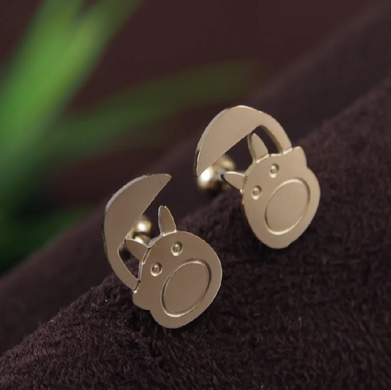 women’s aquamarine earrings-Tarohi Jewels Stainless Steel Gold Plated Bunny Stud Earring- STNER 3867