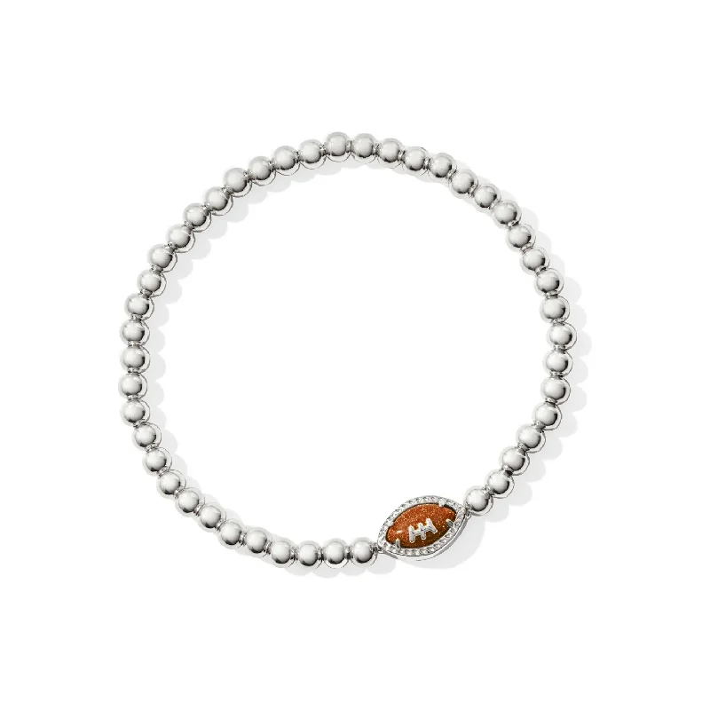 women’s sterling silver bangles-Kendra Scott Silver Football Stretch Bracelet in Orange Goldstone