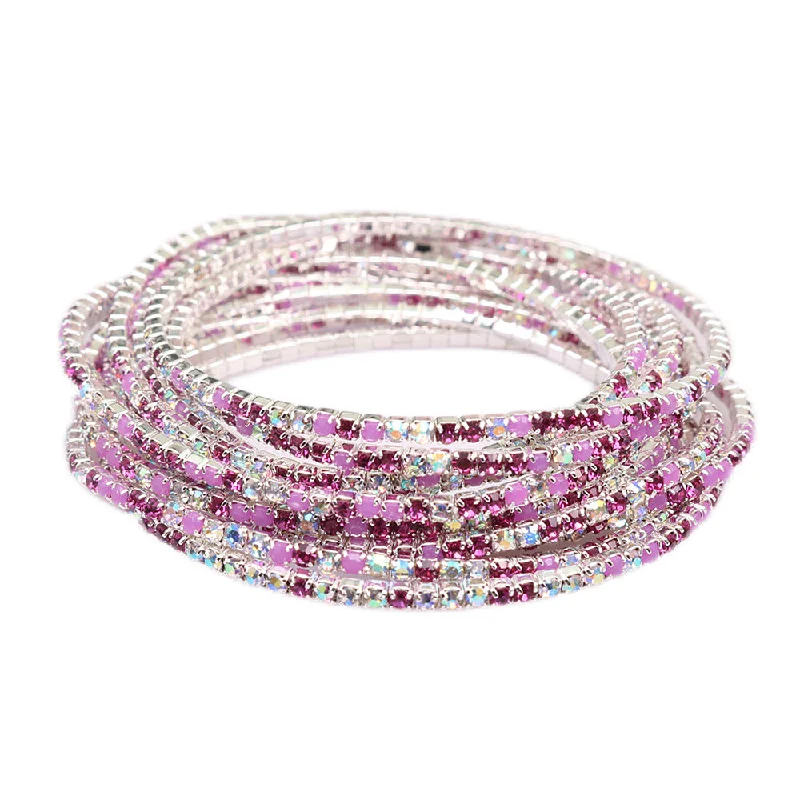 25 Acrylic Mixed Rhinestone -- Purple (Silver Plated)-Single Strip