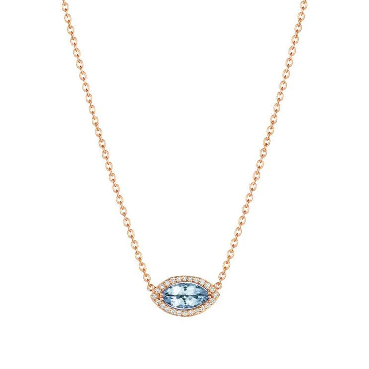 women’s silver pendant necklaces-Aquamarine and Diamond Necklace