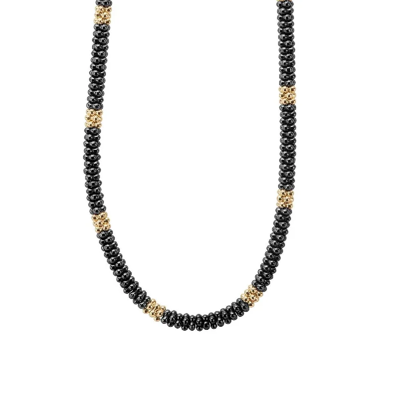 women’s zodiac necklaces-Black Caviar Beaded Necklace