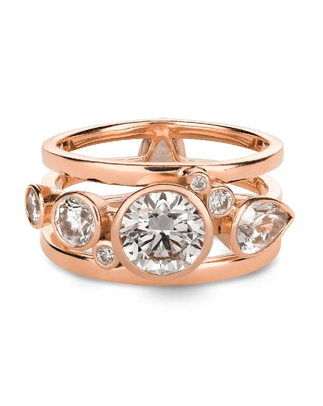 women’s anniversary bands-High Five 18K Rosegold Ring w. Diamonds