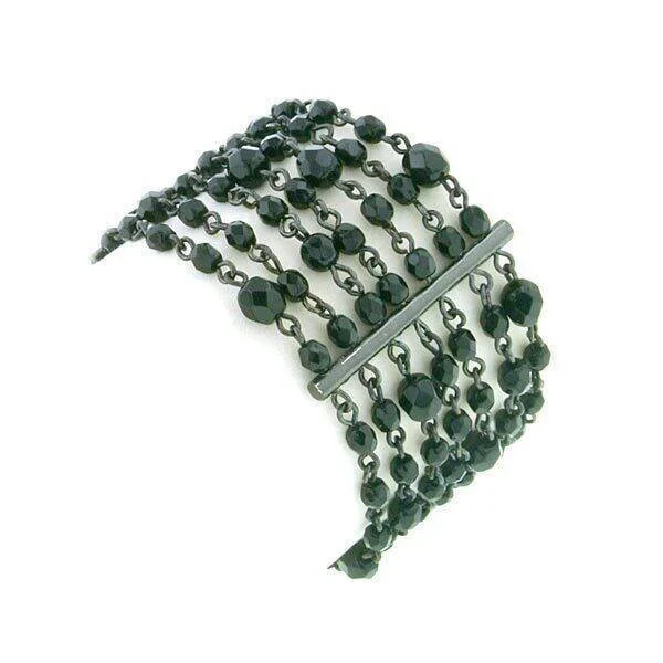 women’s diamond-studded bangles-Antiquities Couture Black Bead Beloved Multi-Row Bracelet