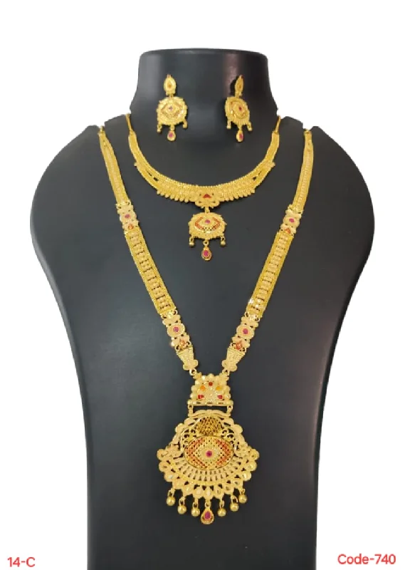 women’s evening necklaces-Pari Art Jewellery Forming Gold Necklace Combo