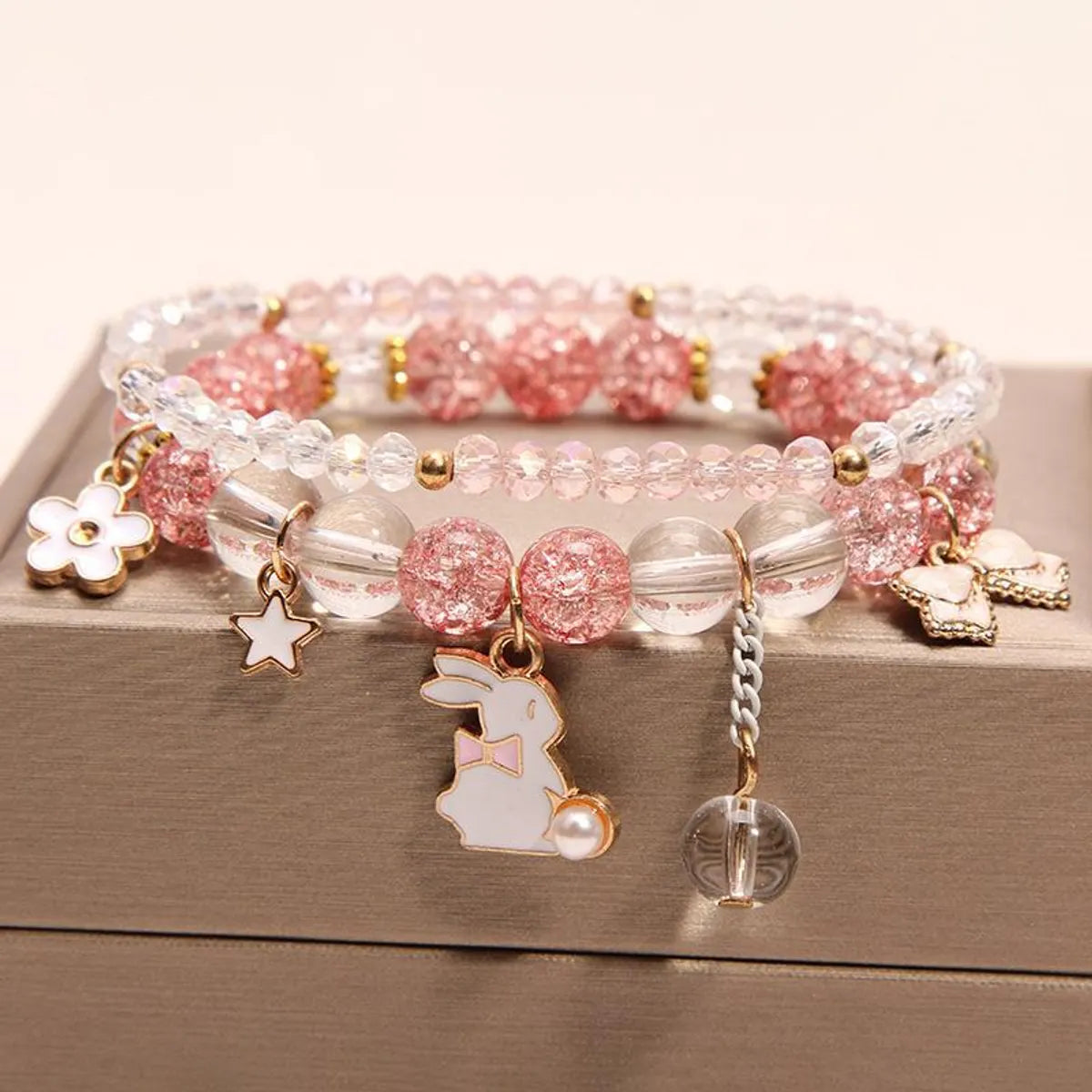 Pink Rabbit Bow Strawberry Quartz