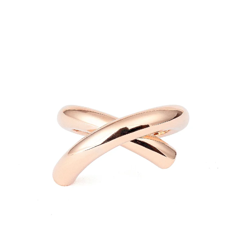 women’s zodiac rings-Cross Loop Medium Plain 18K Rosegold Ring