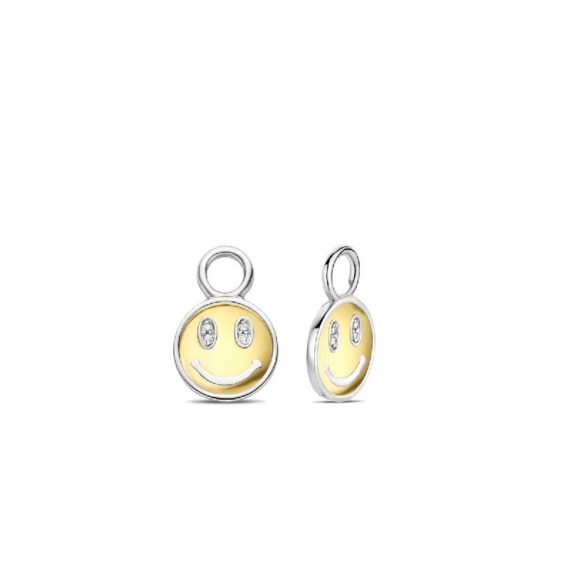 women’s simple earrings-Ti Sento Gold Vermeil Smiley Face Charms