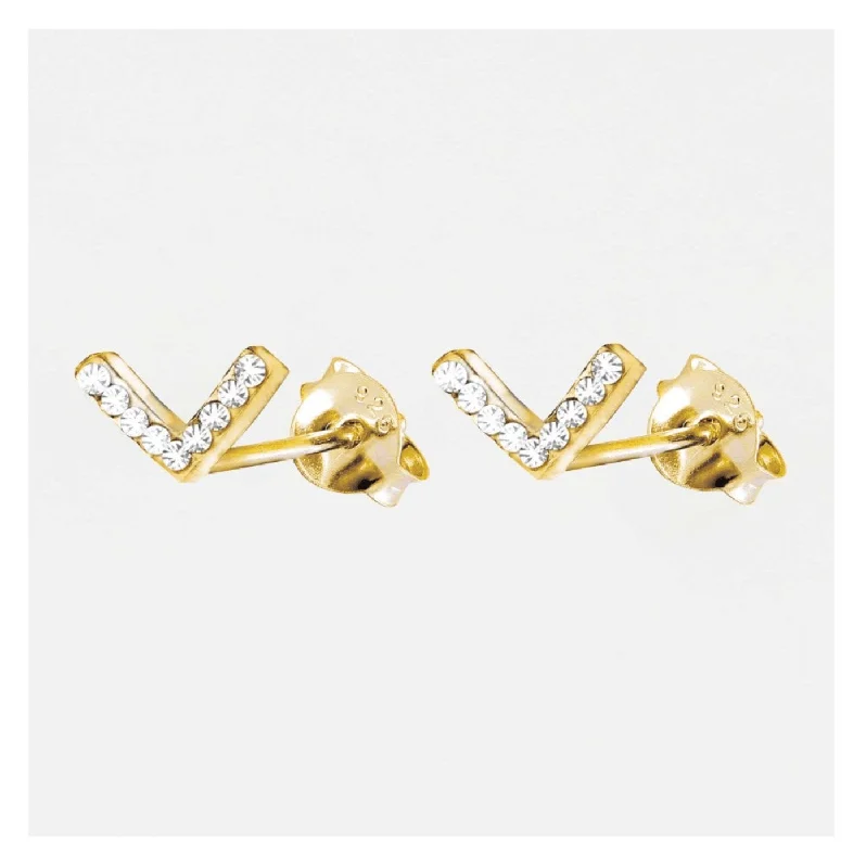 women’s luxury earrings-Kingsley Ryan Sparkling V Ear Studs