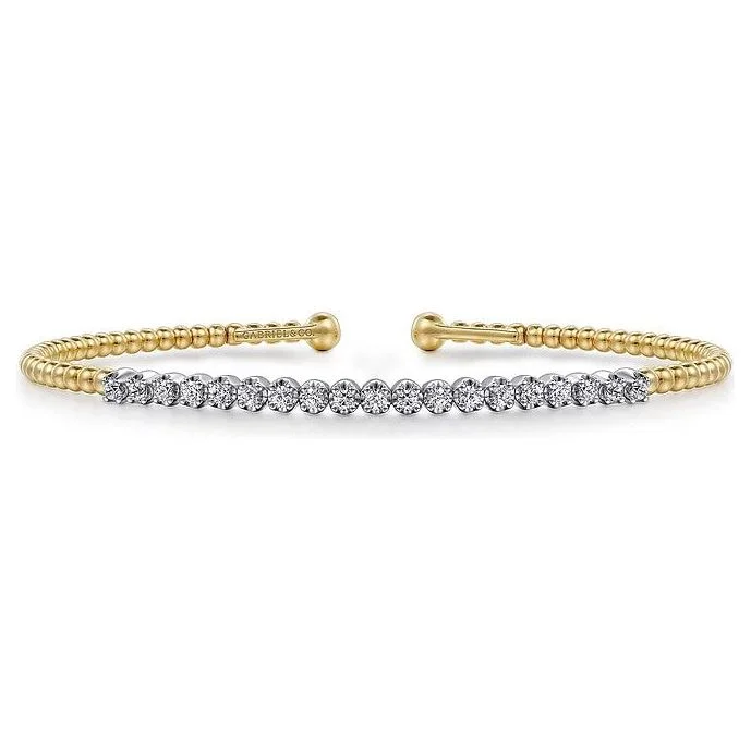 women’s romantic bracelets-Gabriel 14K Two-Tone Diamond Bujukan Cuff Bracelet