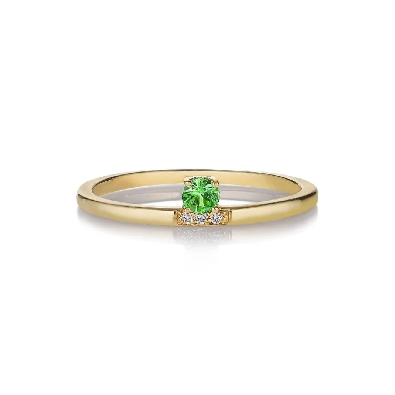 women’s emerald rings-Marie 14K Gold Ring w. Tsavorite & Diamonds