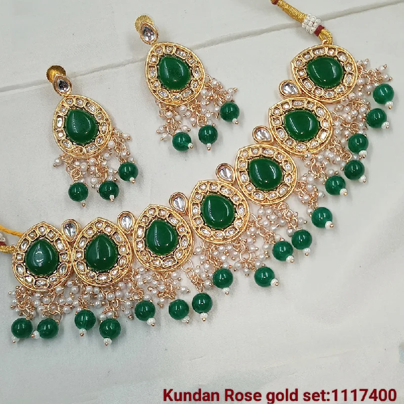 women’s adjustable necklaces-Padmawati Bangles Gold Plated Kundan & Beads Choker Necklace Set