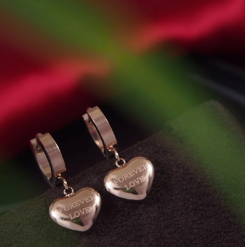 women’s custom earrings-Tarohi Jewels Stainless Steel Rosegold Plated Heart Shaped Hoops Earring-STNER 2822