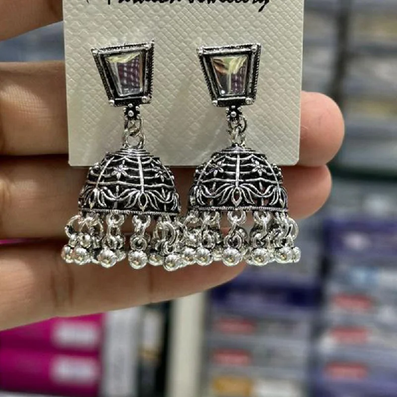 women’s cute earrings-Manisha Jewellery Oxidised Plated Crystal Stone Jhumki