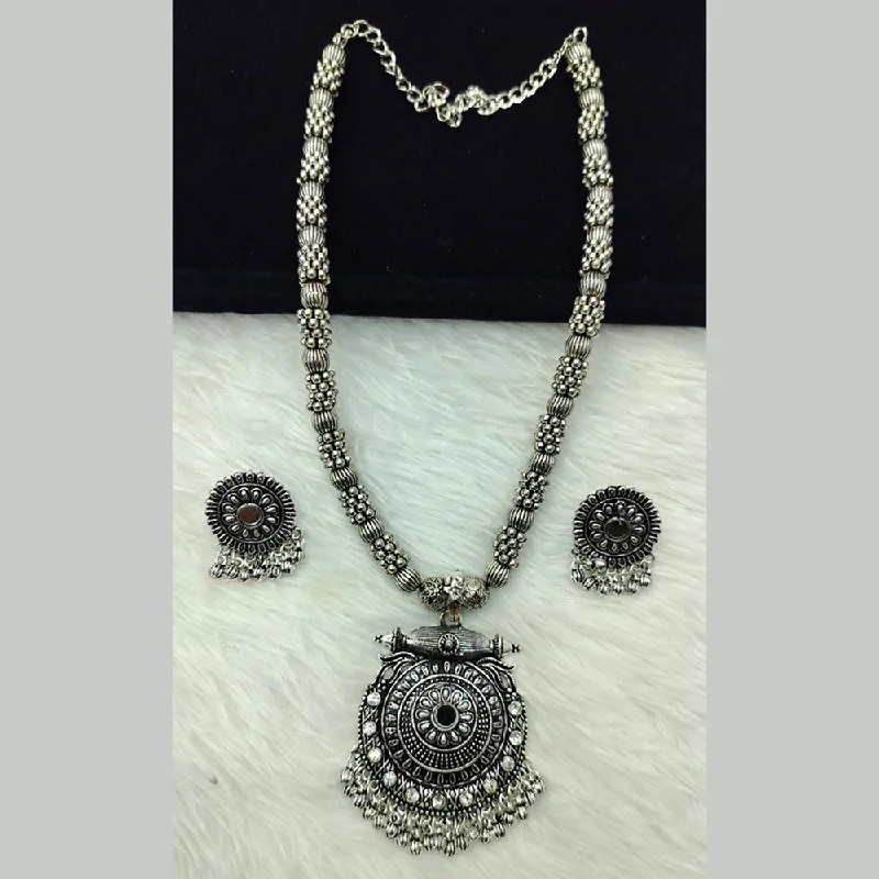 women’s multi-layer necklaces-Manisha Jewellery Oxidised Plated Mirror Necklace Set