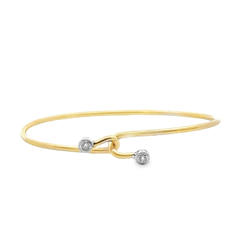 women’s luxury bracelets-Two-Tone Diamond Twist Bangle Bracelet