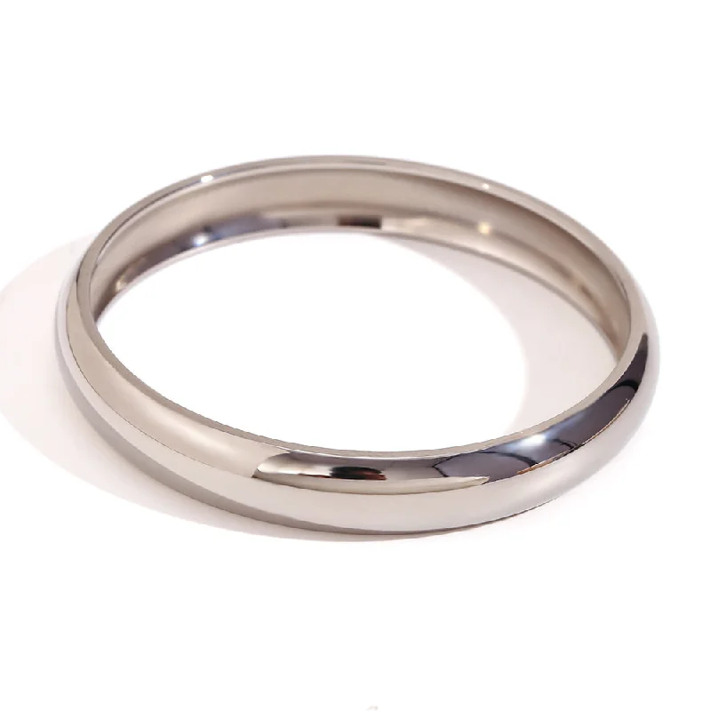 10mm Wide Glossy Bracelet Inner Diameter 60mm-Steel Color