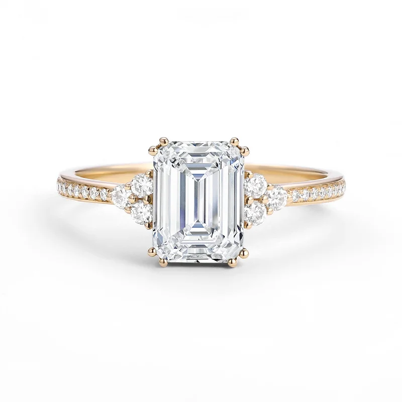 women’s sapphire engagement rings-2.0ct Classic Emerald Cut Lab Grown Diamond Cluster Engagement Ring